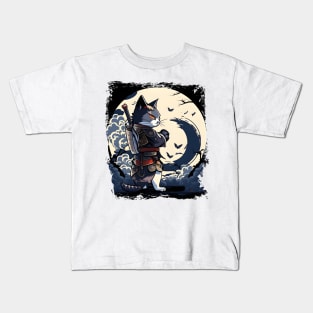 Japanese Cat Samurai Katana Catana - Cat Lover Kids T-Shirt